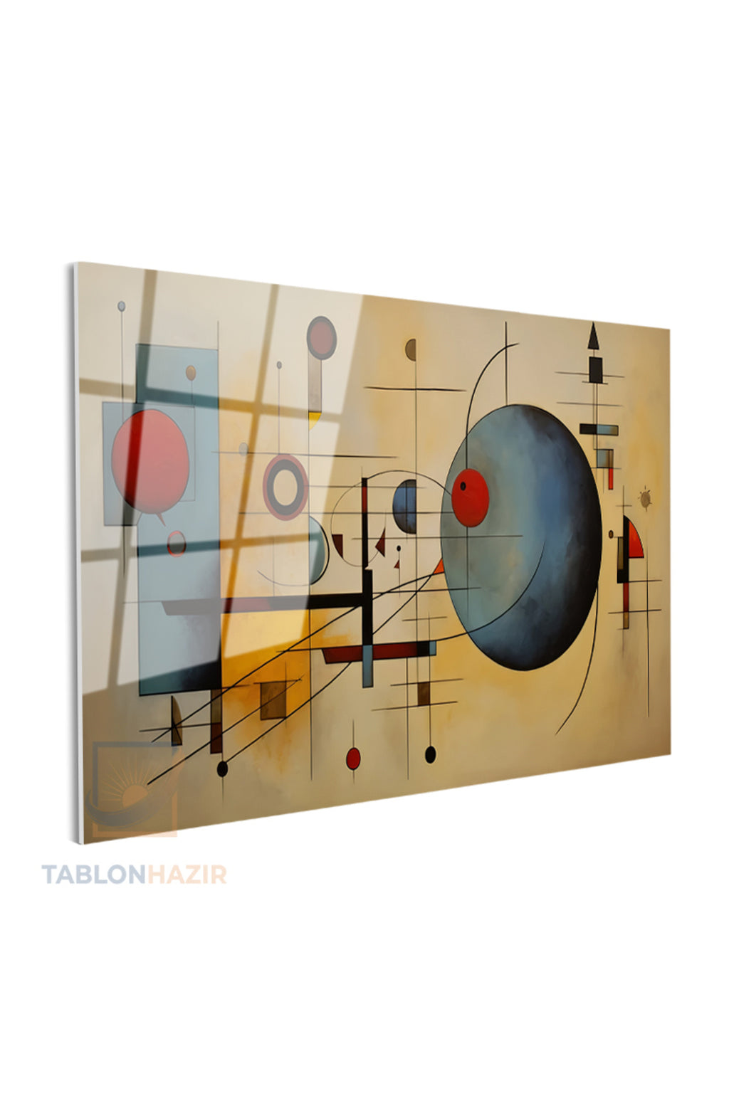 Yatay Cam Tablo Salon Duvar Tablosu Yatay Cam Geometrik Soyut Yeni Ev Hediyesi Ofis Tablosu