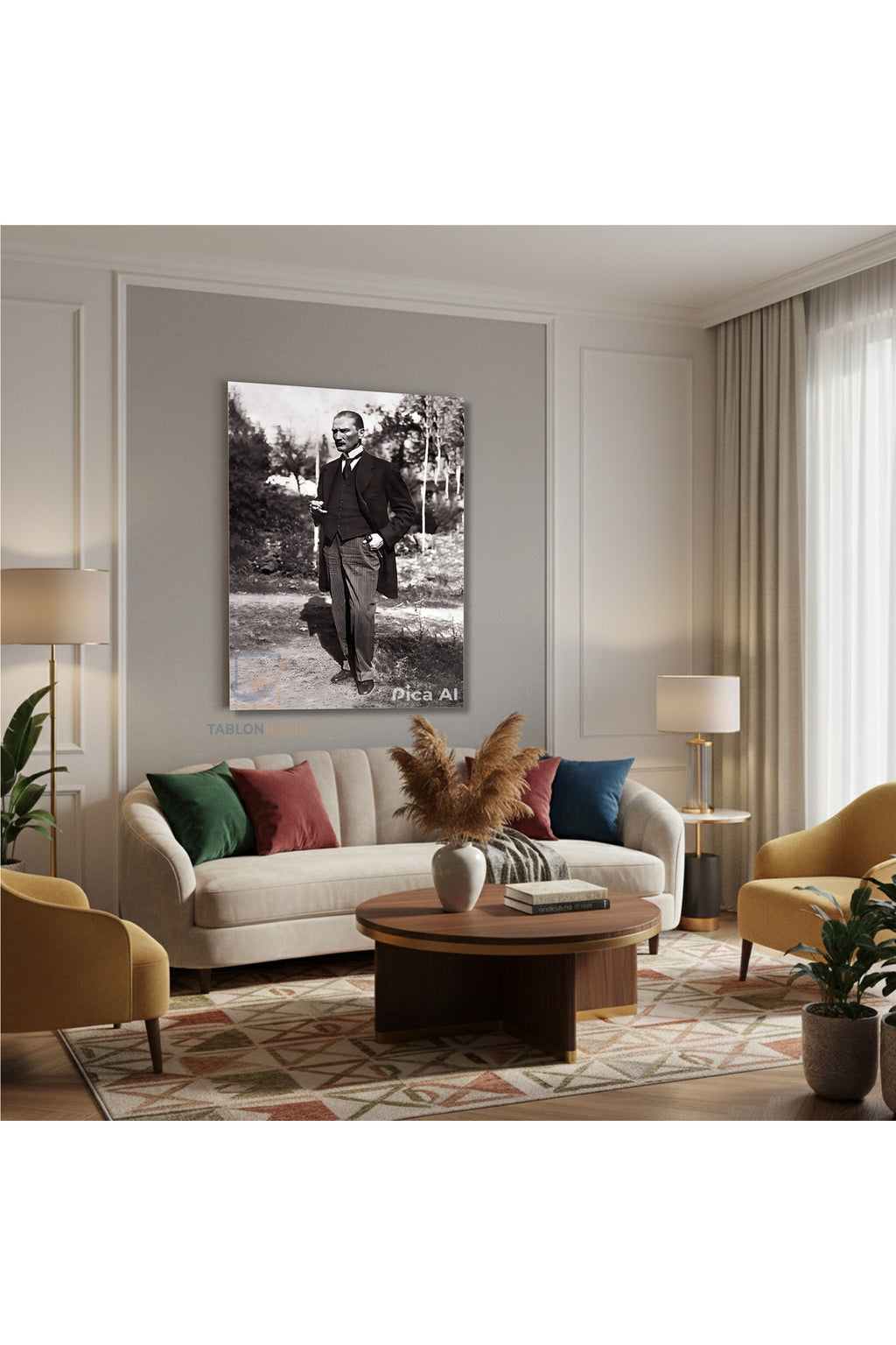 Dikey Kanvas Tablo Salon Duvar Tablosu Kanvas Atatürk 008 Yeni Ev Hediyesi Ofis Tablosu
