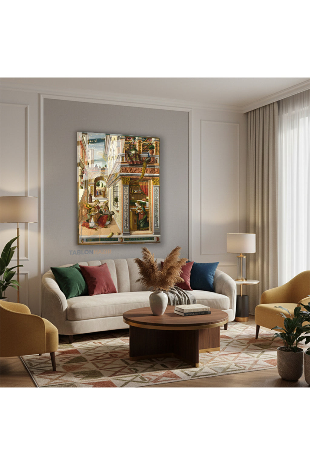 Dikey Cam Tablo Salon Duvar Tablosu Dikey Cam Antik Sehir Yeni Ev Hediyesi Ofis Tablosu