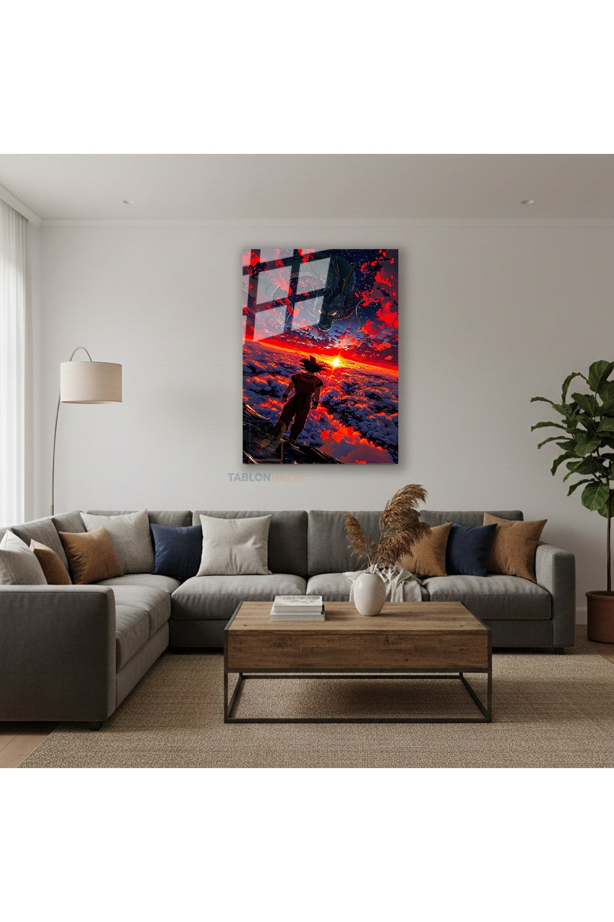 Dikey Cam Tablo Salon Duvar Tablosu Dikey Cam Goku Dragon Yeni Ev Hediyesi Ofis Tablosu