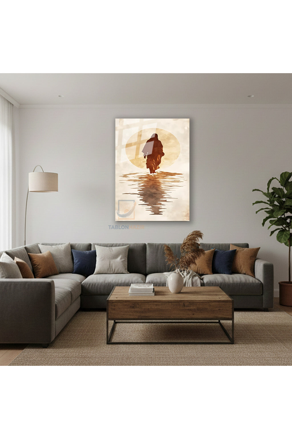 Dikey Cam Tablo Salon Duvar Tablosu Dikey Cam Isa Suyun Ustunde Yeni Ev Hediyesi Ofis Tablosu