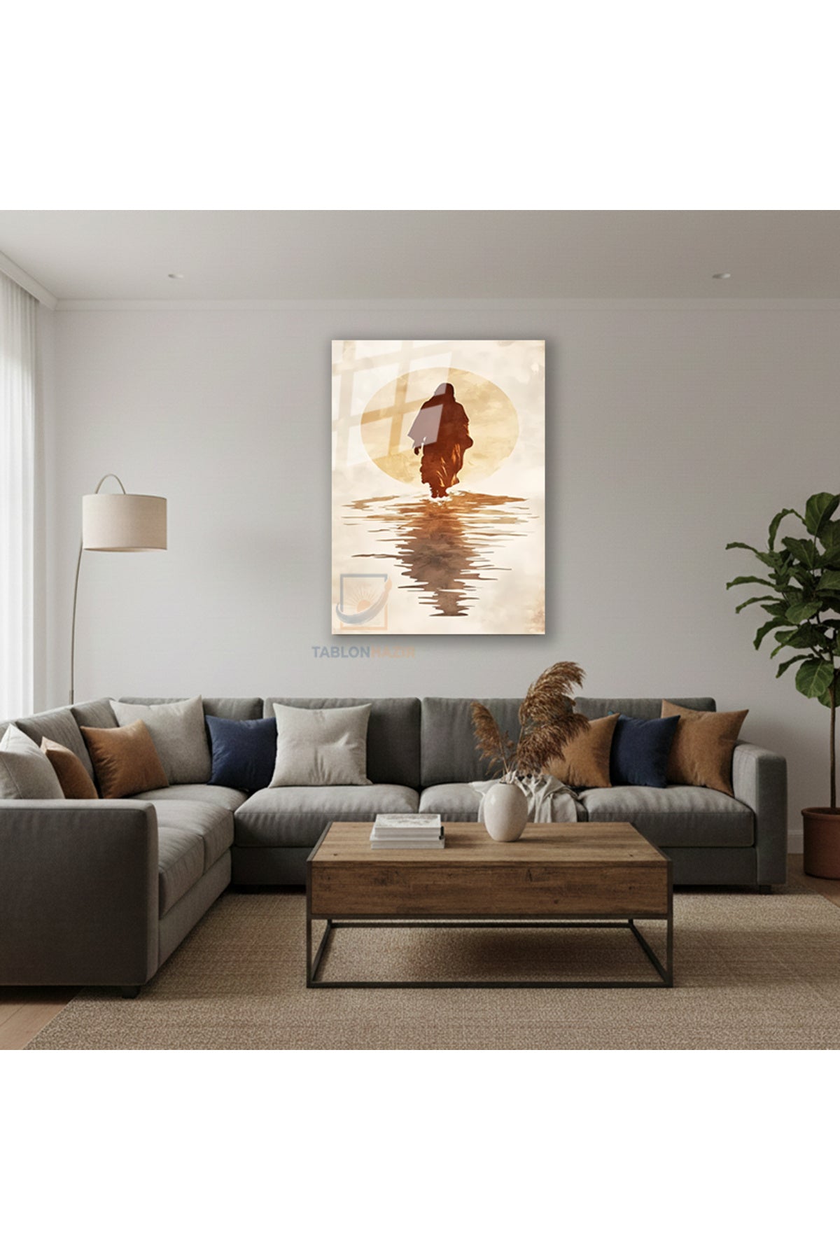 Dikey Cam Tablo Salon Duvar Tablosu Dikey Cam Isa Suyun Ustunde Yeni Ev Hediyesi Ofis Tablosu