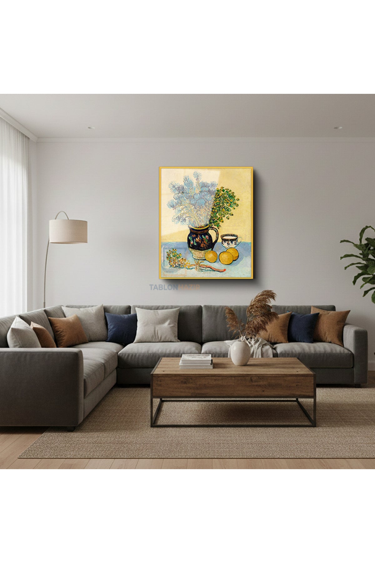 Dikey Çerçeveli Cam Vangogh 62 Modern Ev Dekoru Duvar Sanatı Ev Ofis Tablosu