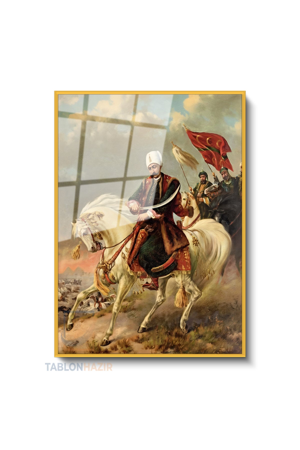 Dikey Çerçeveli Cam Yavuz Sultan Selim Modern Ev Dekoru Duvar Sanatı Ev Ofis Tablosu