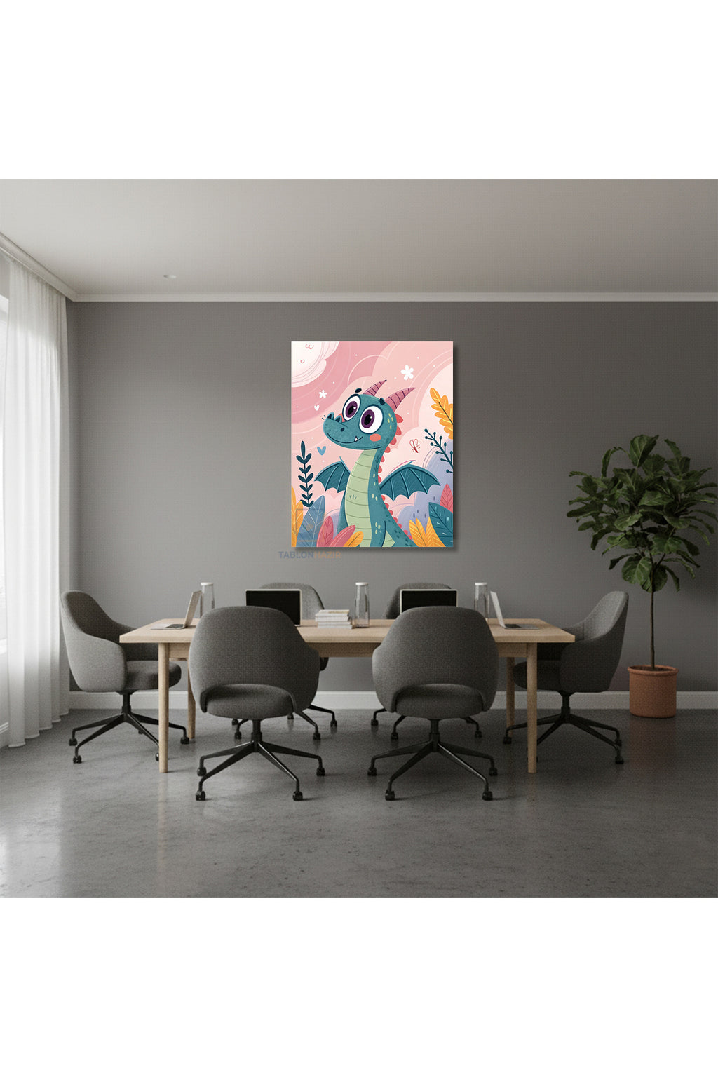 Dikey Kanvas Tablo Salon Duvar Tablosu Bebek Dinazor Yeni Ev Hediyesi Ofis Tablosu