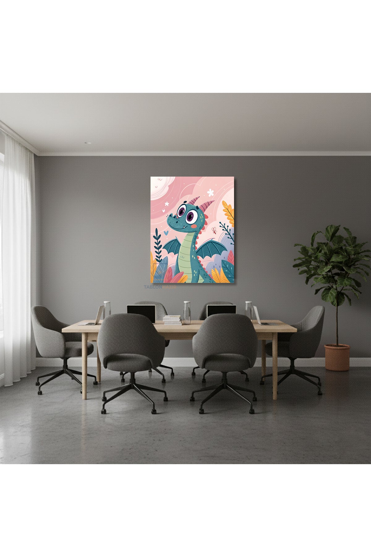 Dikey Kanvas Tablo Salon Duvar Tablosu Bebek Dinazor Yeni Ev Hediyesi Ofis Tablosu