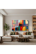 Çerçeveli Yatay Cam Tablo Salon Duvar Tablosu Yatay Cam Soyutgeometriksanat2 Ofis Tablosu