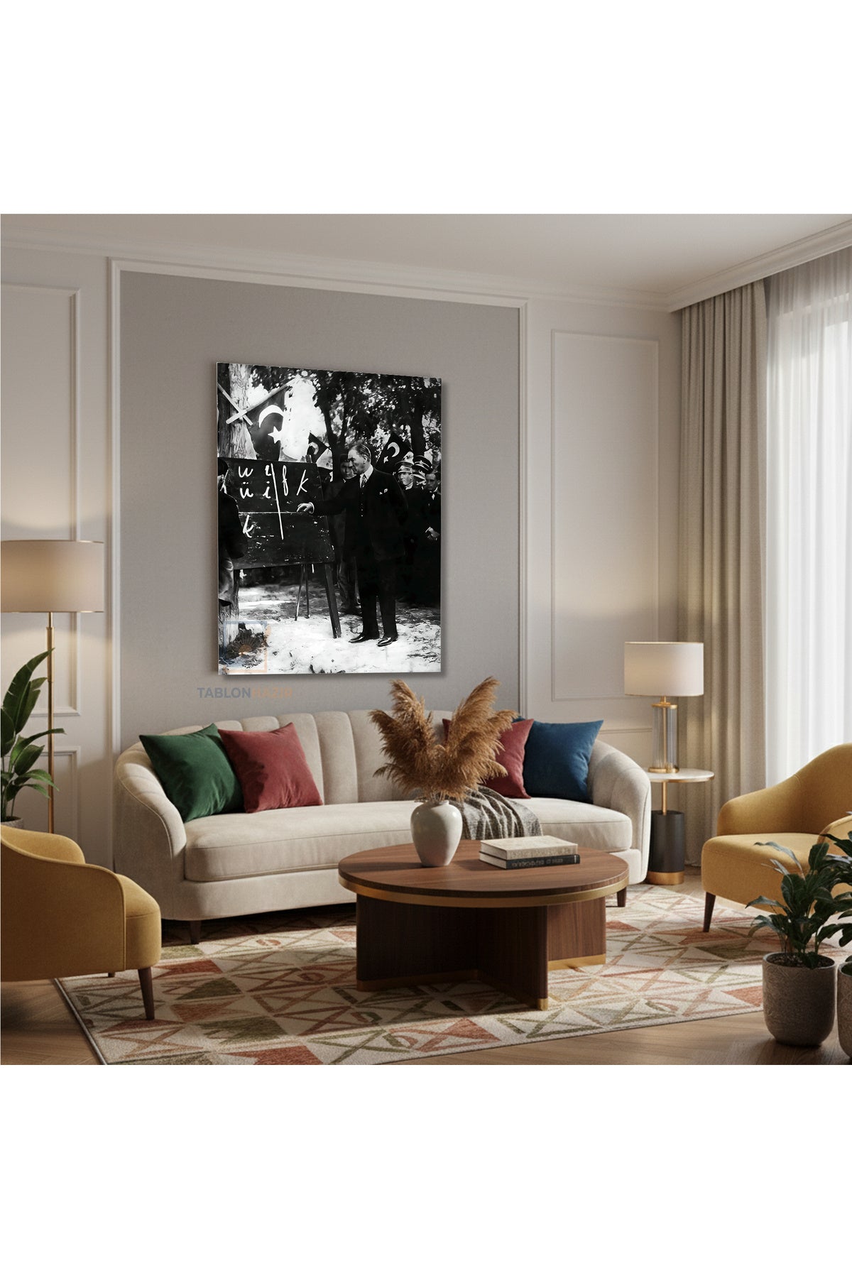 Dikey Kanvas Tablo Salon Duvar Tablosu Basogretmen Atatürk Yeni Ev Hediyesi Ofis Tablosu