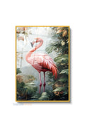 Dikey Çerçeveli Cam Flamingo Pembe Modern Ev Dekoru Duvar Sanatı Ev Ofis Tablosu