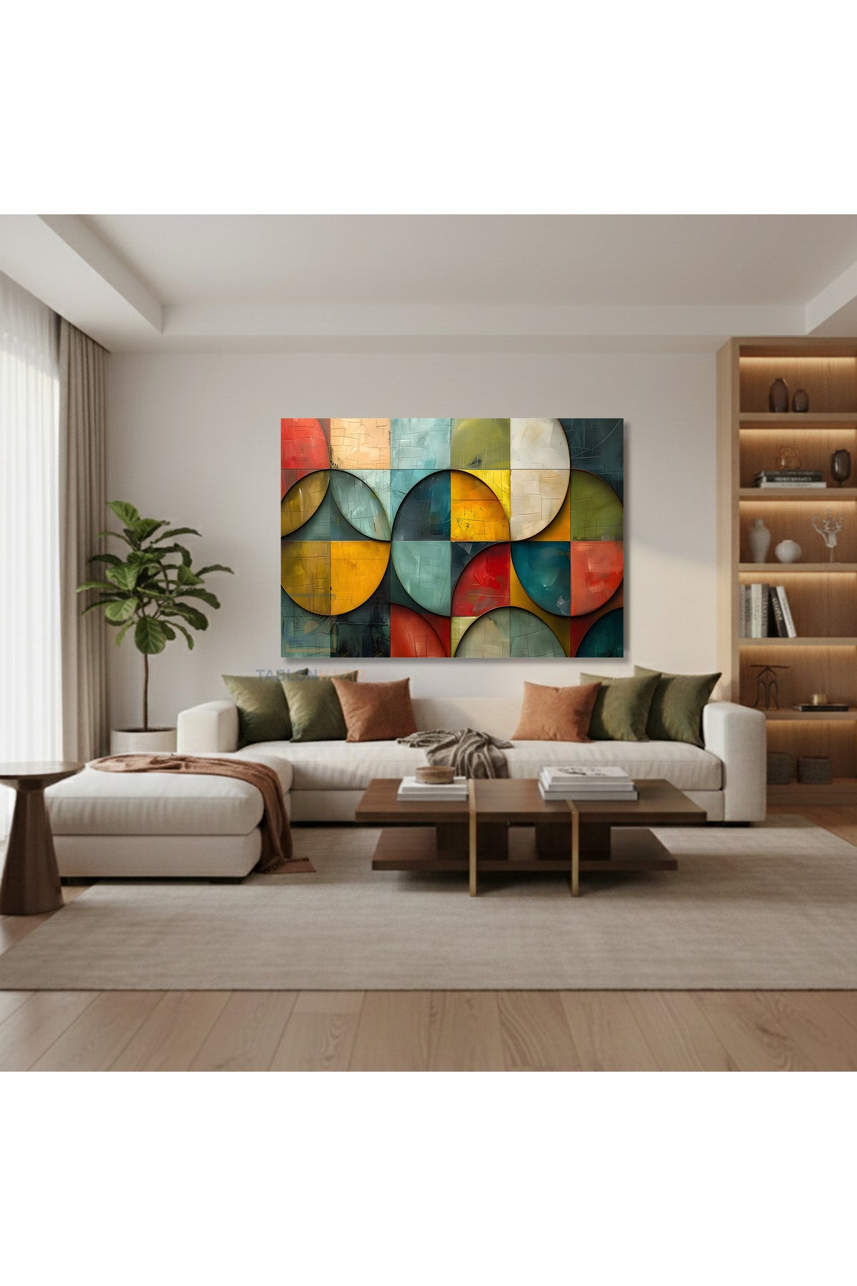 Yatay Kanvas Duvar Tablosu Geometriksekiller2 Salon Tablosu Ofis Tablosu Yeni Ev Hediyesi Dekorasyon