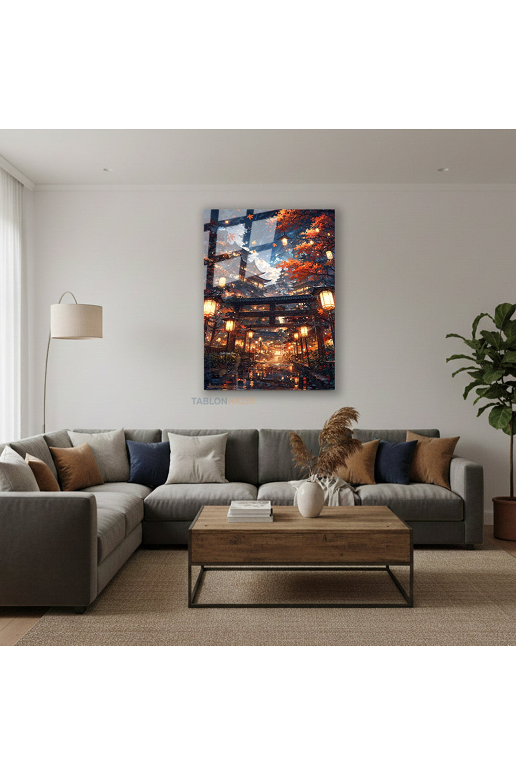 Dikey Cam Tablo Salon Duvar Tablosu Dikey Cam Japonya Kapılar Yeni Ev Hediyesi Ofis Tablosu