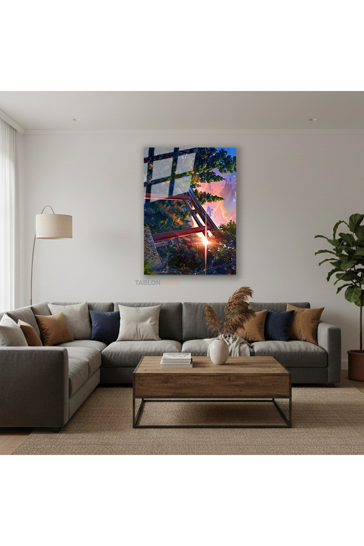 Dikey Cam Tablo Salon Duvar Tablosu Dikey Cam Japon Kapi Yeni Ev Hediyesi Ofis Tablosu