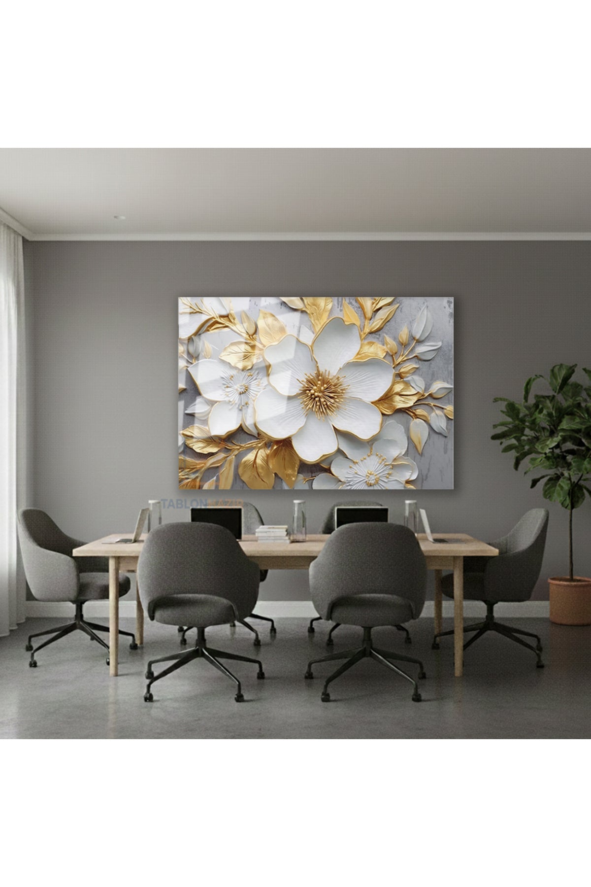 Yatay Cam Tablo Salon Duvar Tablosu Yatay Cam Beyazcicekaltin Yeni Ev Hediyesi Ofis Tablosu