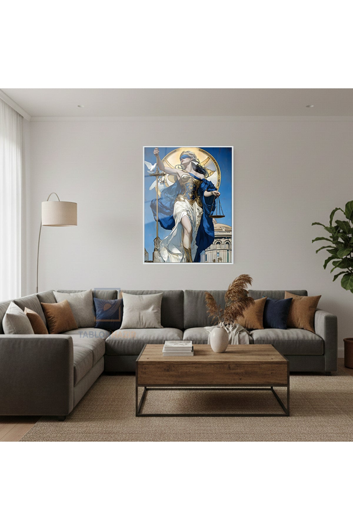 Dikey Çerçeveli Cam Adaletkadın1 Modern Ev Dekoru Duvar Sanatı Ev Ofis Tablosu