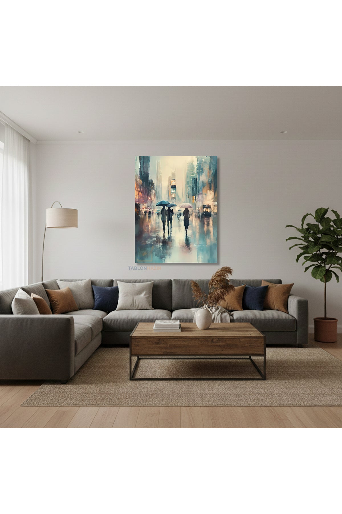 Dikey Kanvas Tablo Salon Duvar Tablosu Yagmurlu Gun Yeni Ev Hediyesi Ofis Tablosu