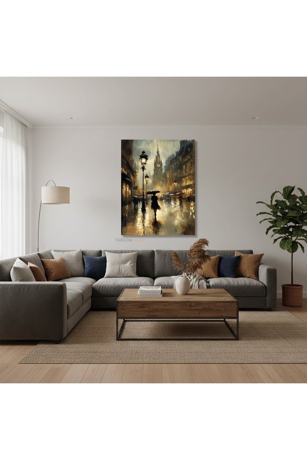 Dikey Kanvas Tablo Salon Duvar Tablosu Yagmurlu Sehir Yeni Ev Hediyesi Ofis Tablosu