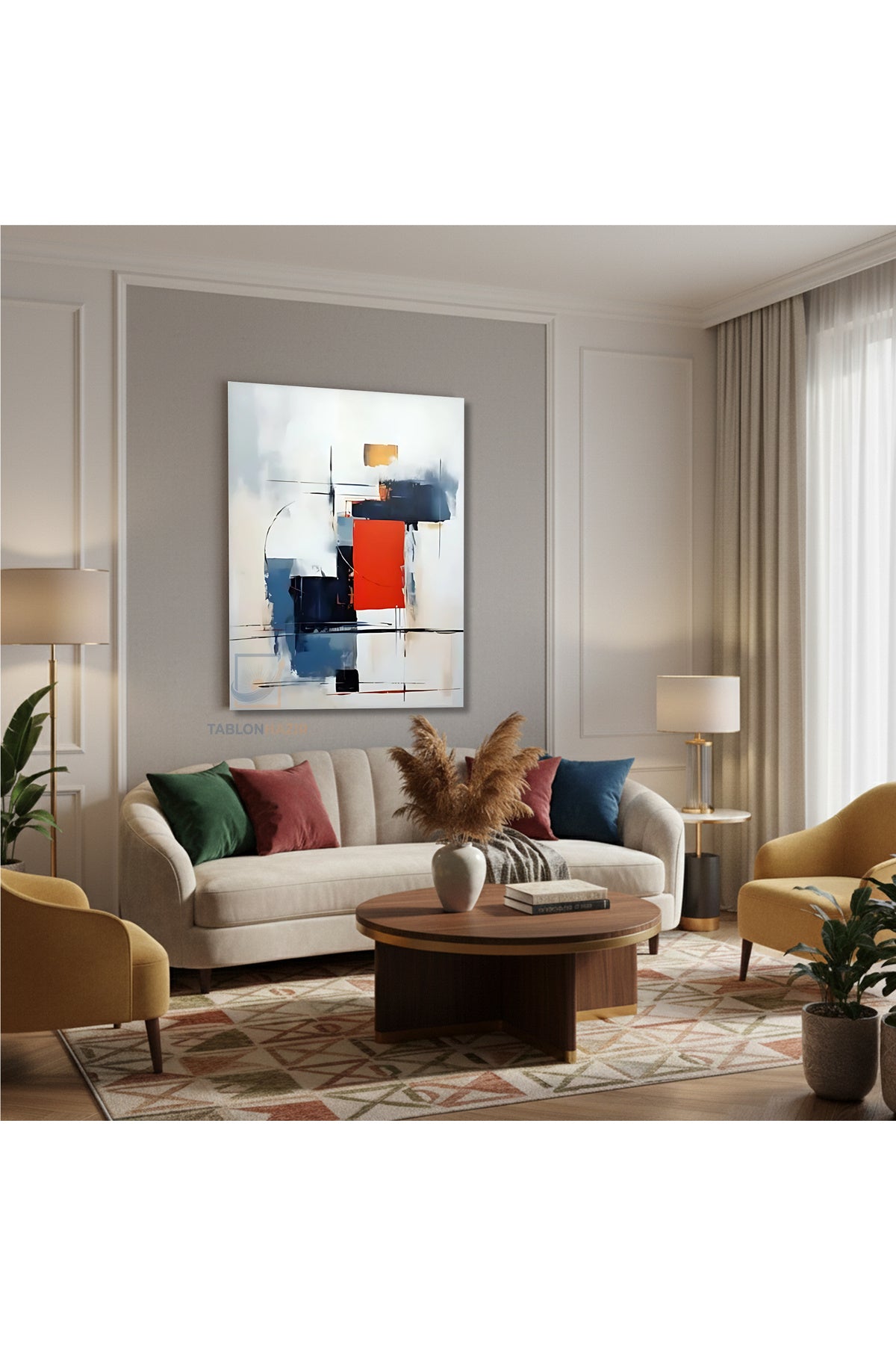 Dikey Kanvas Tablo Salon Duvar Tablosu Soyut 0042 2 Yeni Ev Hediyesi Ofis Tablosu