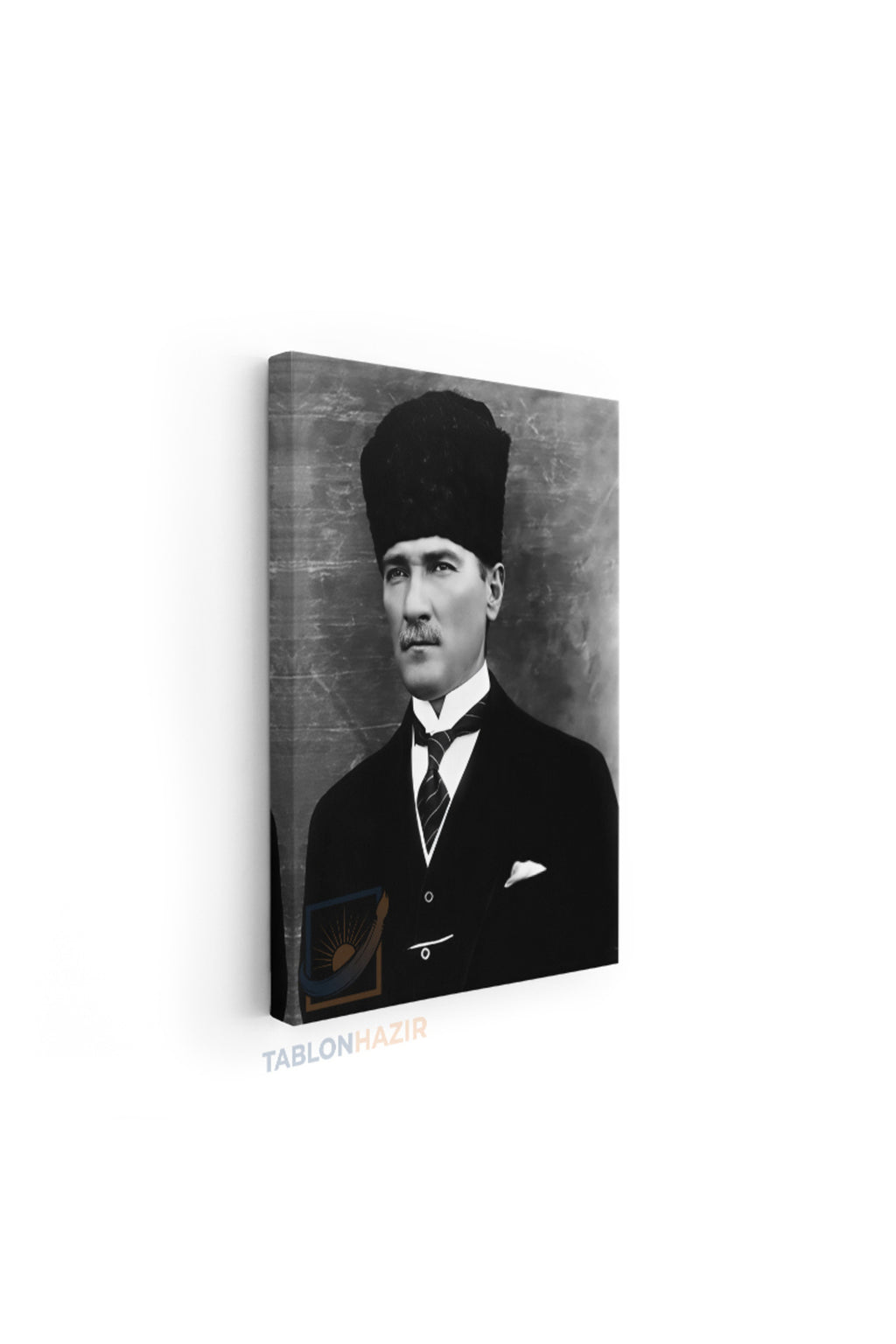 Dikey Kanvas Tablo Salon Duvar Tablosu Karakalem Atatürk Yeni Ev Hediyesi Ofis Tablosu