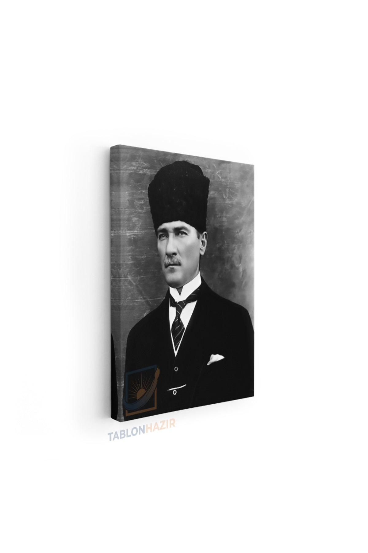 Dikey Kanvas Tablo Salon Duvar Tablosu Karakalem Atatürk Yeni Ev Hediyesi Ofis Tablosu