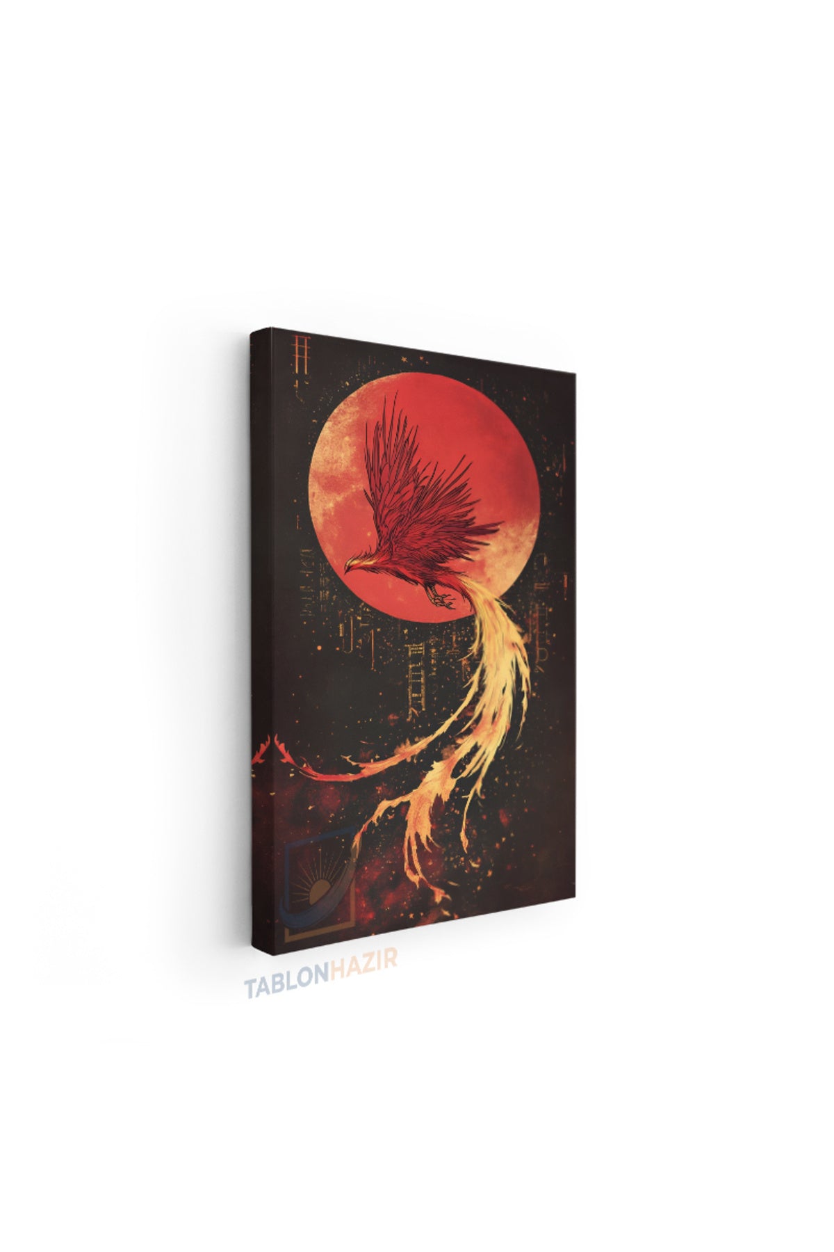 Dikey Kanvas Tablo Salon Duvar Tablosu Anka Kuşu Yeni Ev Hediyesi Ofis Tablosu