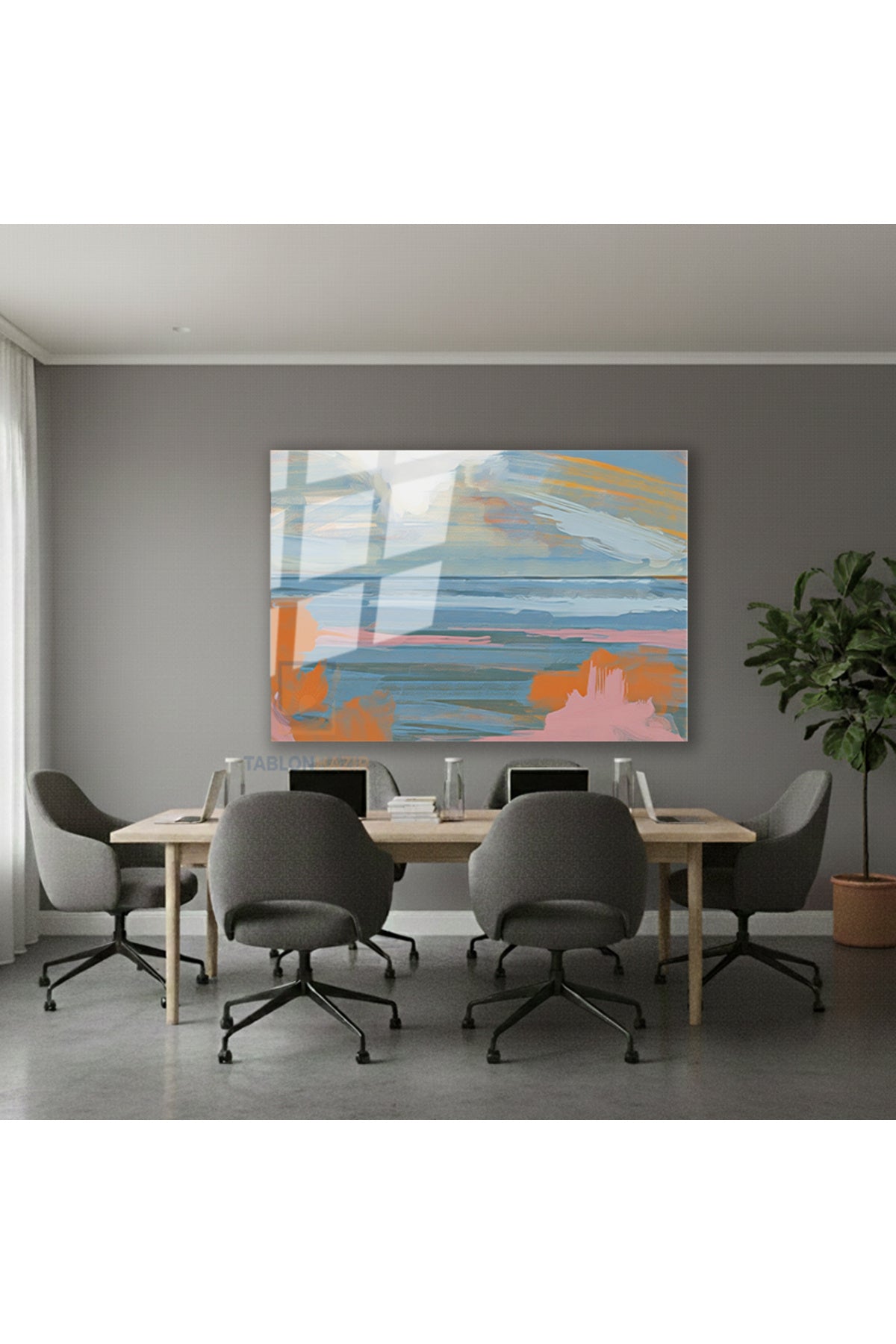 Yatay Cam Tablo Salon Duvar Tablosu Yatay Cam Soyutsanat5 Yeni Ev Hediyesi Ofis Tablosu