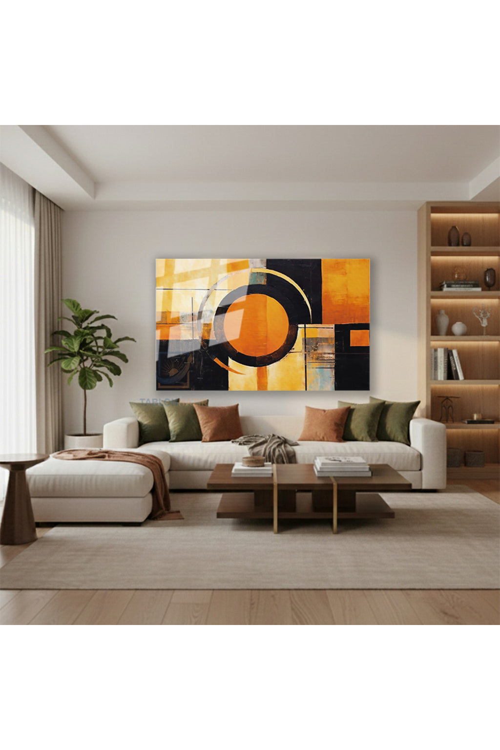 Yatay Cam Tablo Salon Duvar Tablosu Yatay Cam Soyutturuncusiyah Yeni Ev Hediyesi Ofis Tablosu