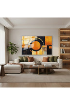 Yatay Cam Tablo Salon Duvar Tablosu Yatay Cam Soyutturuncusiyah Yeni Ev Hediyesi Ofis Tablosu