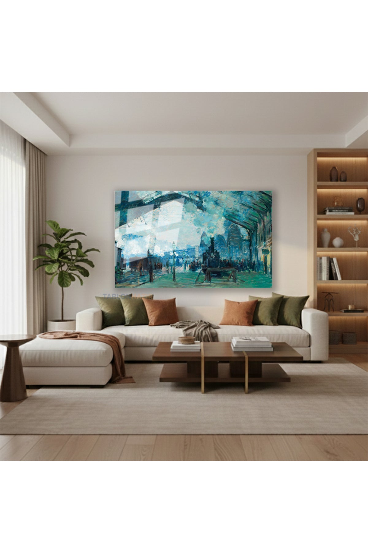 Yatay Cam Tablo Salon Duvar Tablosu Yatay Cam Klasik Tren İstasyonu Yeni Ev Hediyesi Ofis Tablosu