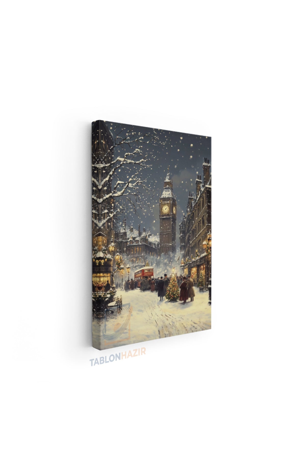 Dikey Kanvas Tablo Salon Duvar Tablosu Karlı Yeniyil Yeni Ev Hediyesi Ofis Tablosu