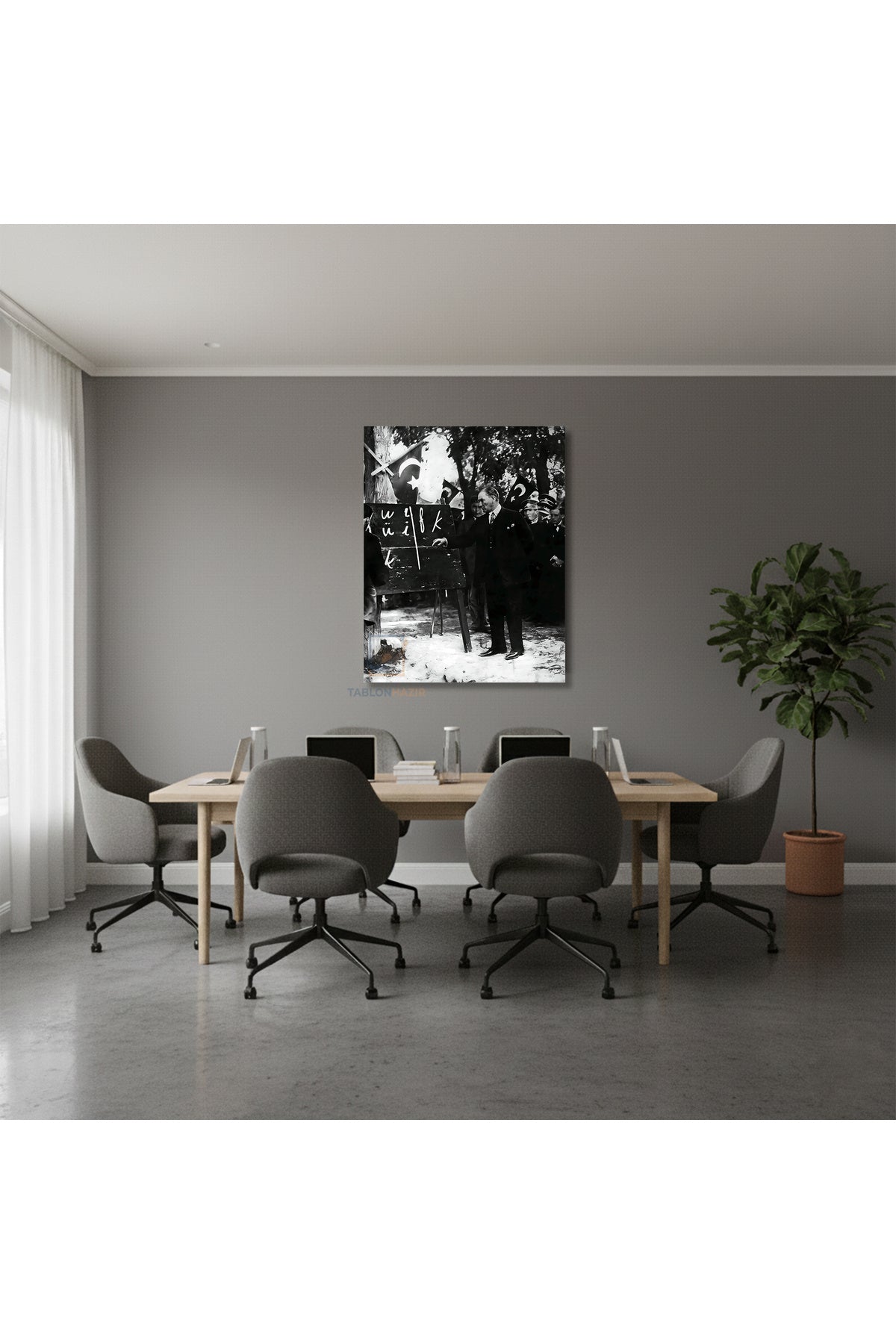 Dikey Kanvas Tablo Salon Duvar Tablosu Basogretmen Atatürk Yeni Ev Hediyesi Ofis Tablosu