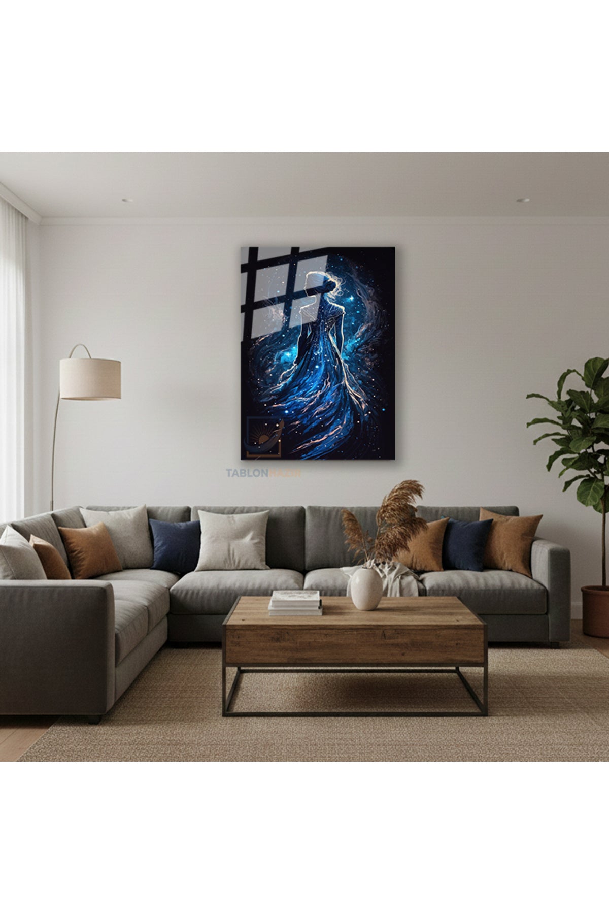 Dikey Cam Tablo Salon Duvar Tablosu Dikey Cam Kozmik Kiz Yeni Ev Hediyesi Ofis Tablosu