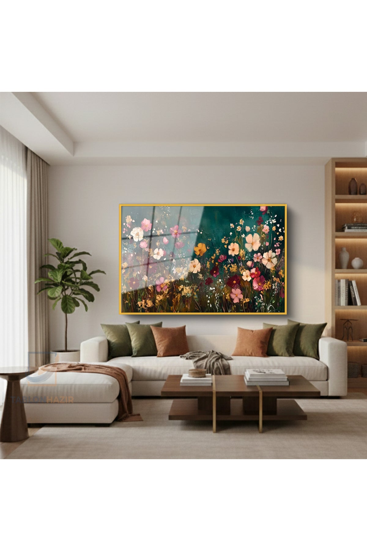 Çerçeveli Yatay Cam Tablo Salon Duvar Tablosu Yatay Cam Cicekbahcesi44 Yeni Ev Hediyesi Ofis Tablosu