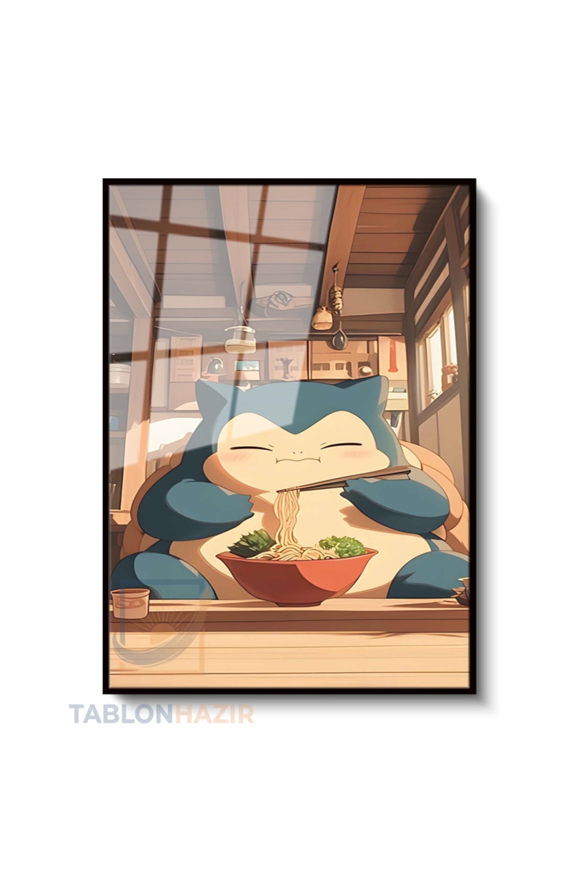 Dikey Çerçeveli Cam Anime Yemek Modern Ev Dekoru Duvar Sanatı Ev Ofis Tablosu