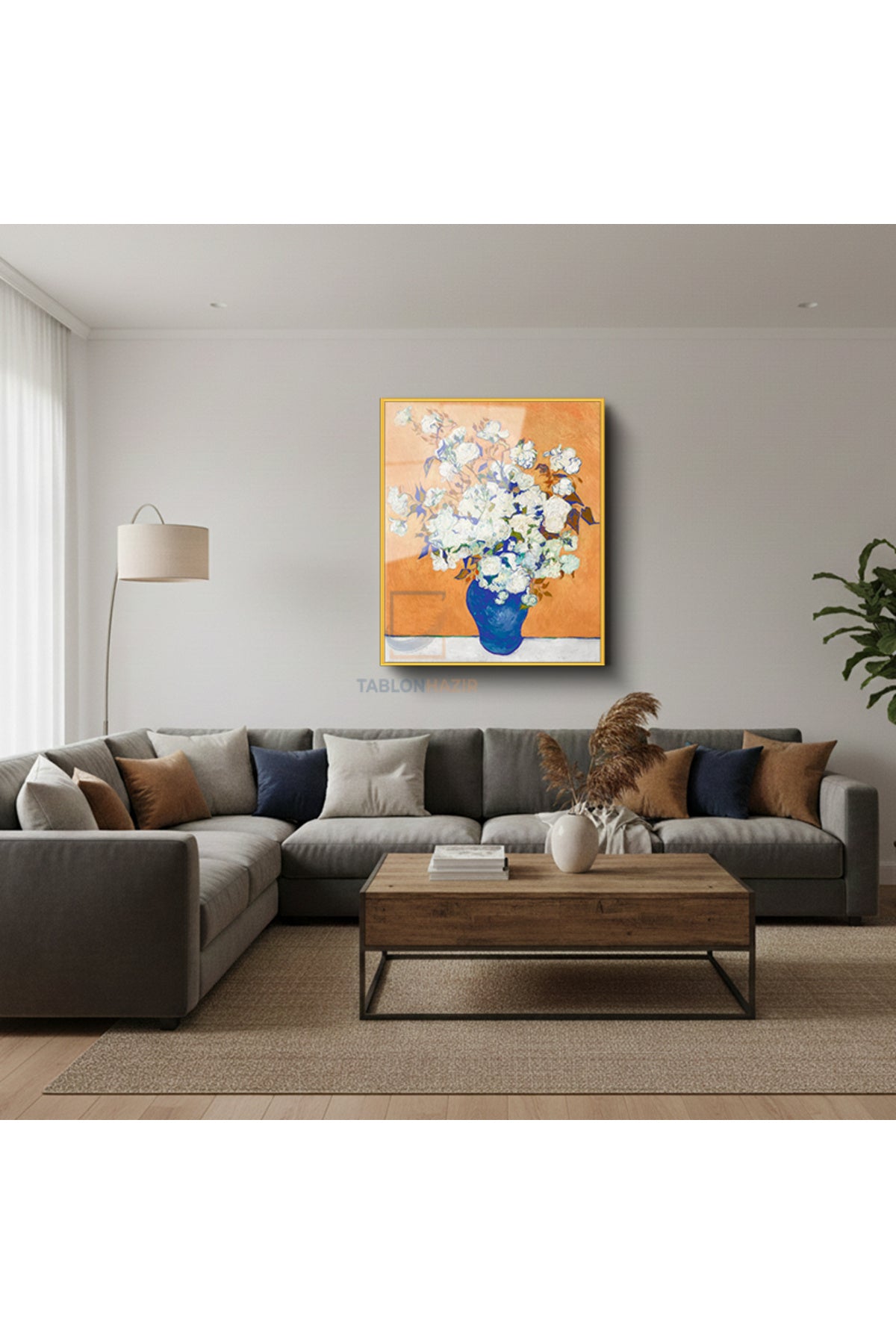 Dikey Çerçeveli Cam Vangogh 5 Modern Ev Dekoru Duvar Sanatı Ev Ofis Tablosu