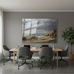 Yatay Cam Tablo Salon Duvar Tablosu Yatay Cam Dalgalidenizmanzarası Yeni Ev Hediyesi Ofis Tablosu