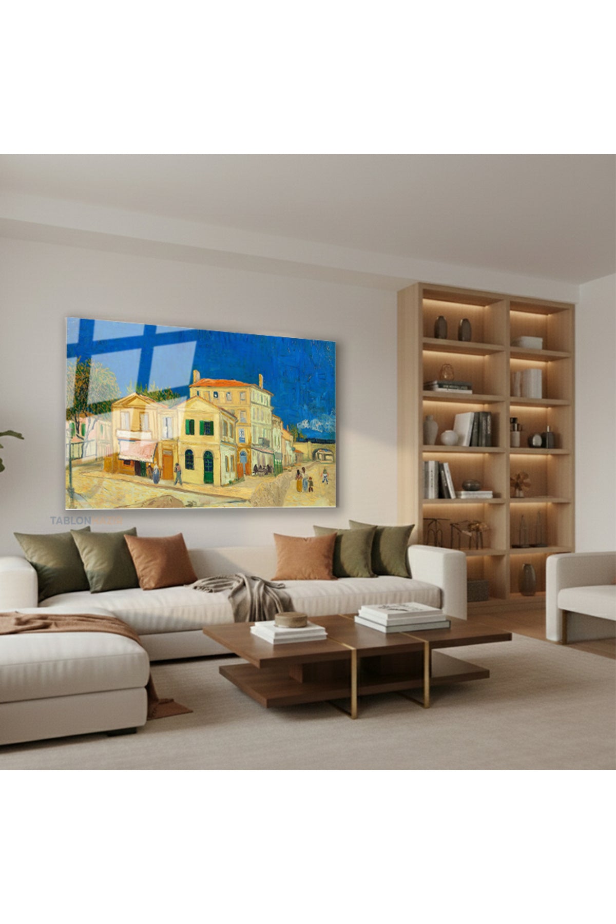 Yatay Cam Tablo Salon Duvar Tablosu Yatay Cam Klasik Ressam Kasaba Yeni Ev Hediyesi Ofis Tablosu