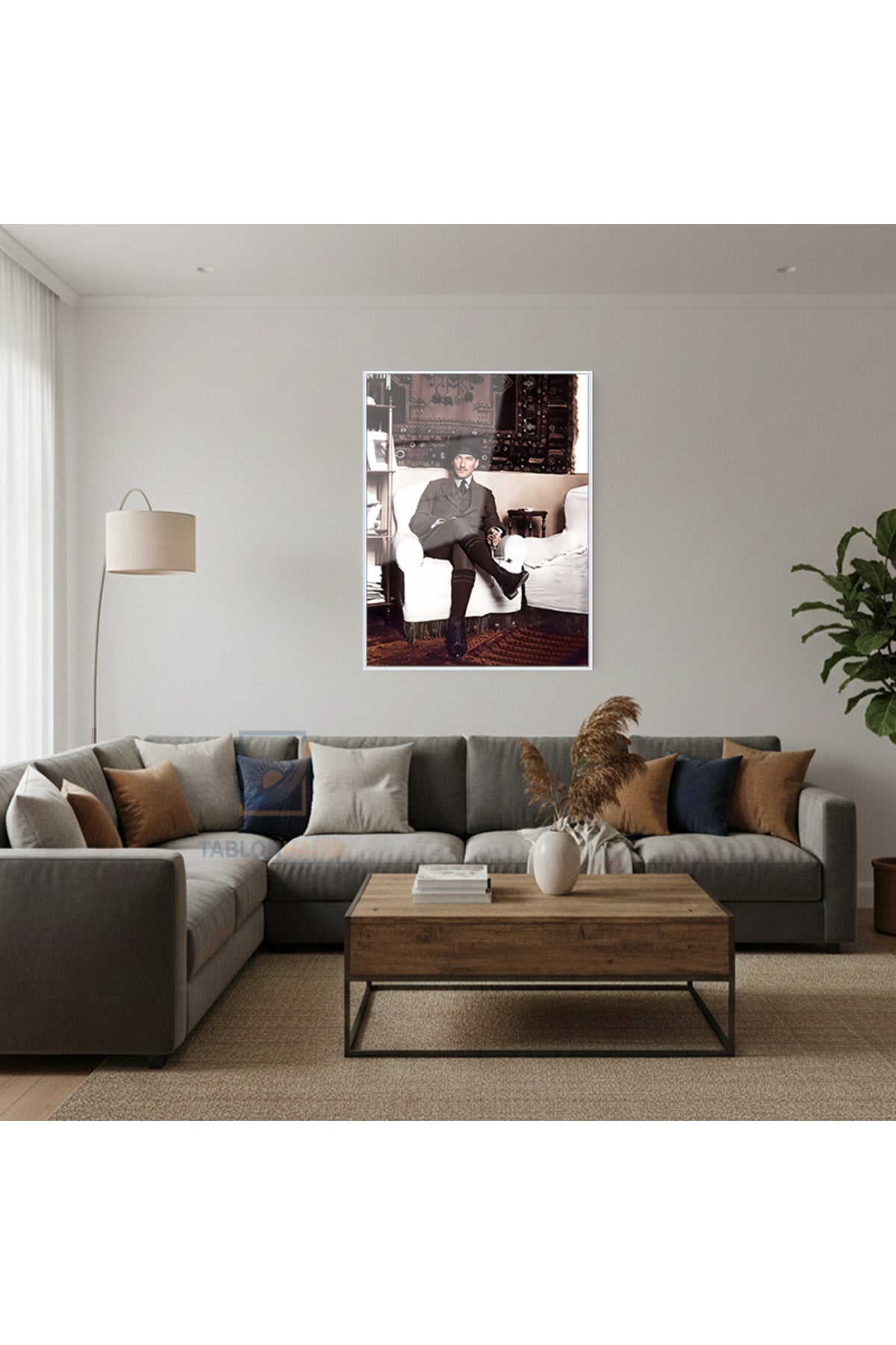Dikey Çerçeveli Cam Kanvas Atatürk 00031 Modern Ev Dekoru Duvar Sanatı Ev Ofis Tablosu