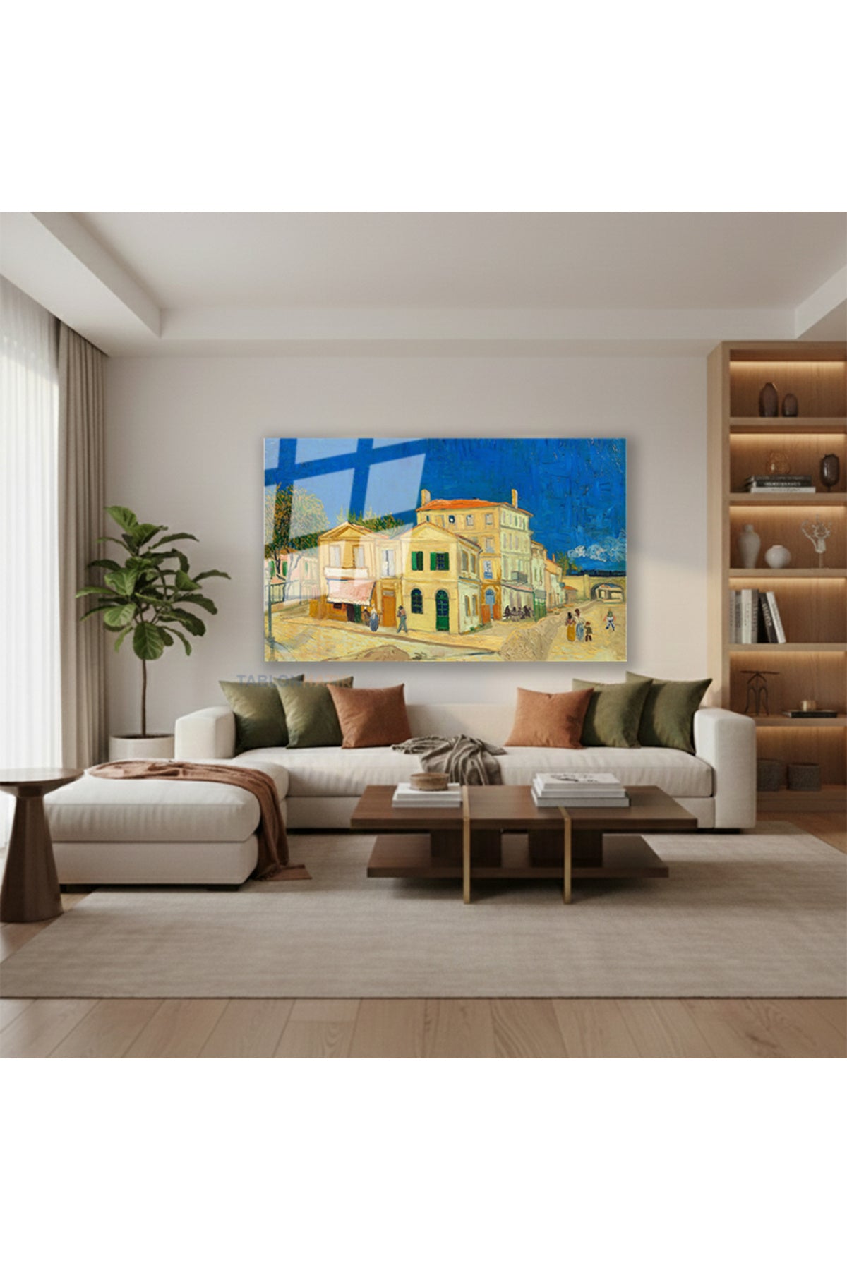 Yatay Cam Tablo Salon Duvar Tablosu Yatay Cam Klasik Ressam Kasaba Yeni Ev Hediyesi Ofis Tablosu