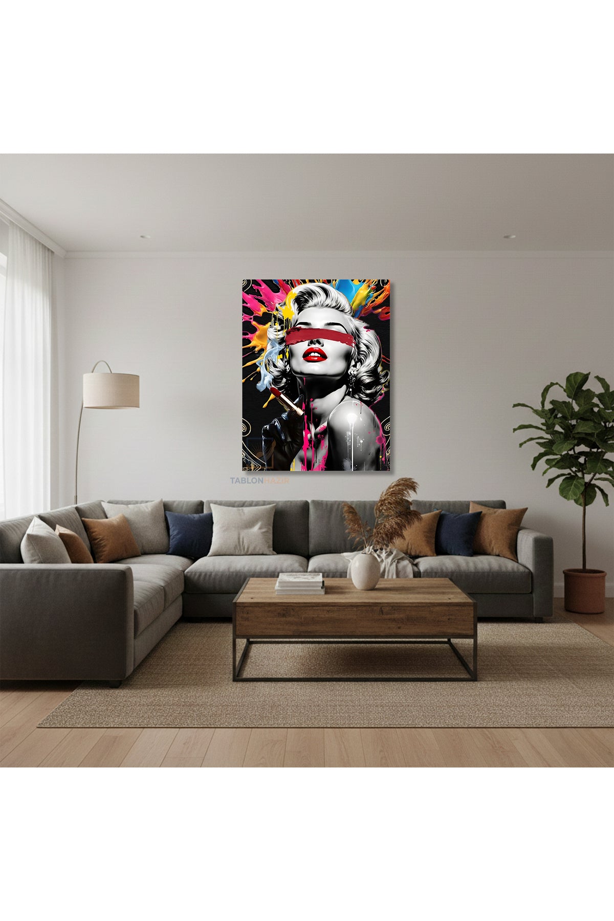 Dikey Kanvas Tablo Salon Duvar Tablosu Mariliyn7 Yeni Ev Hediyesi Ofis Tablosu