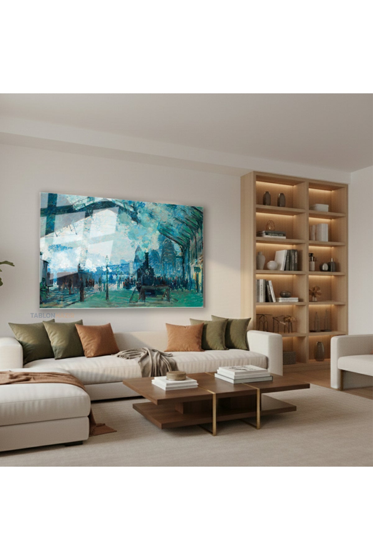 Yatay Cam Tablo Salon Duvar Tablosu Yatay Cam Klasik Tren İstasyonu Yeni Ev Hediyesi Ofis Tablosu