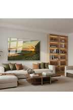 Yatay Cam Tablo Salon Duvar Tablosu Yatay Cam Gunbatimi Cizim Yeni Ev Hediyesi Ofis Tablosu