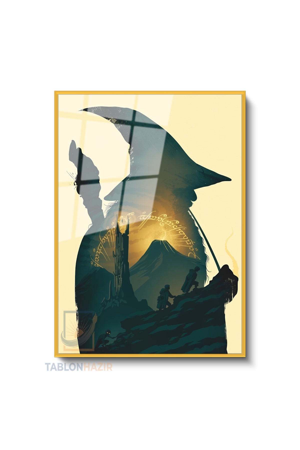 Dikey Çerçeveli Cam Lotr Gandalf Modern Ev Dekoru Duvar Sanatı Ev Ofis Tablosu