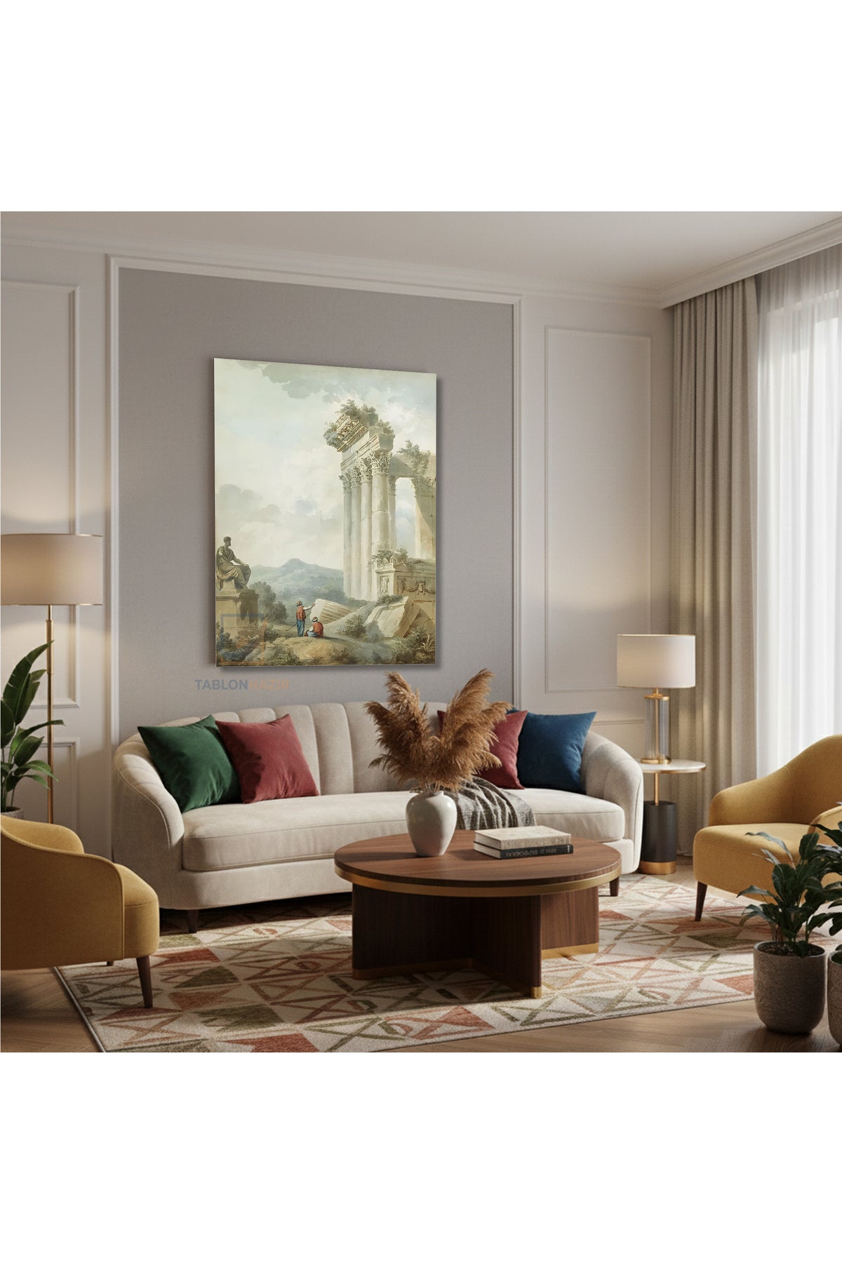 Dikey Kanvas Tablo Salon Duvar Tablosu Tarih Ve Gunumuz Yeni Ev Hediyesi Ofis Tablosu