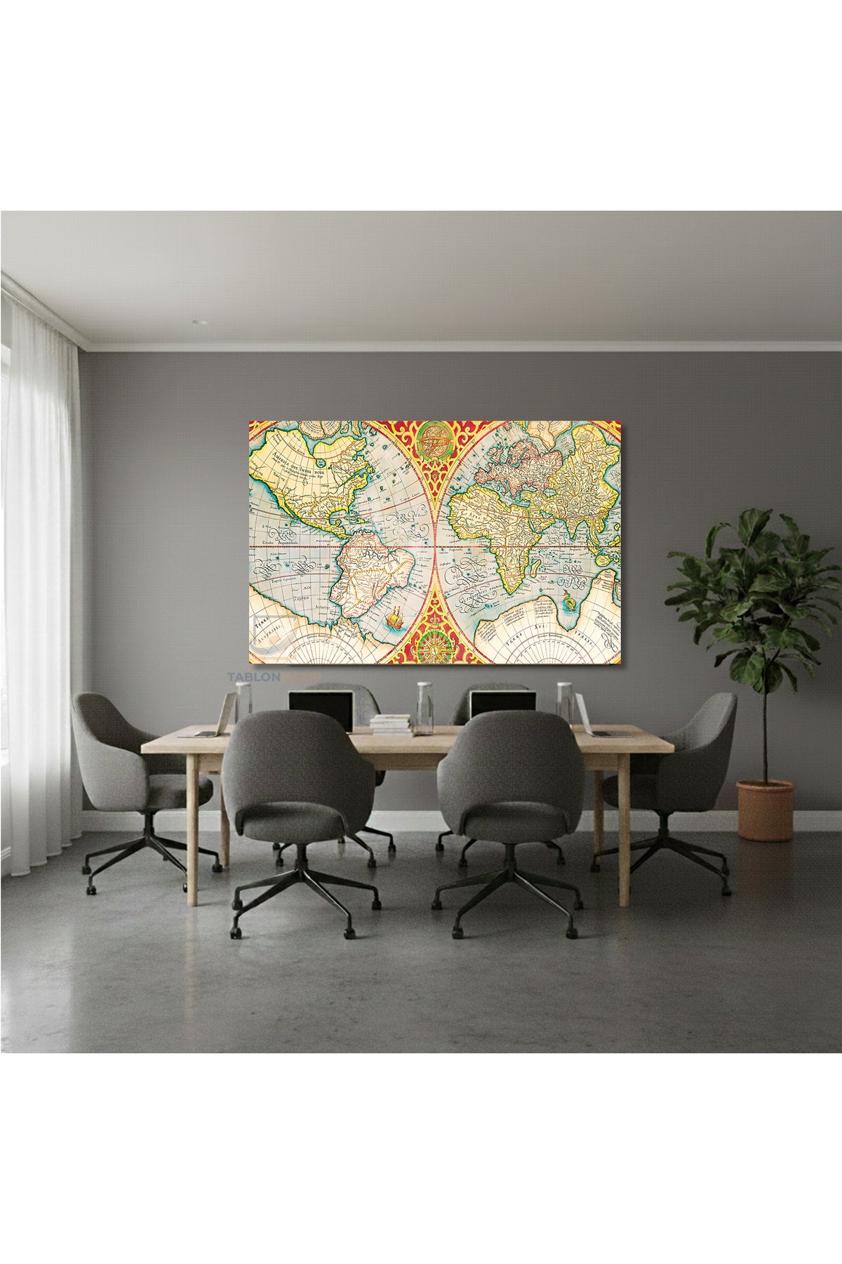 Yatay Kanvas Duvar Tablosu Yenidünyaharitasi2 Salon Tablosu Ofis Tablosu Yeni Ev Hediyesi Dekorasyon