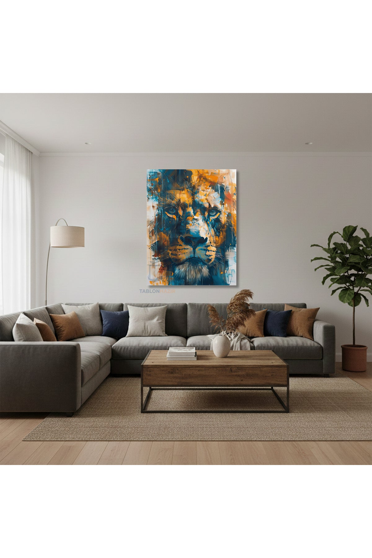 Dikey Kanvas Tablo Salon Duvar Tablosu Aslan12 Yeni Ev Hediyesi Ofis Tablosu