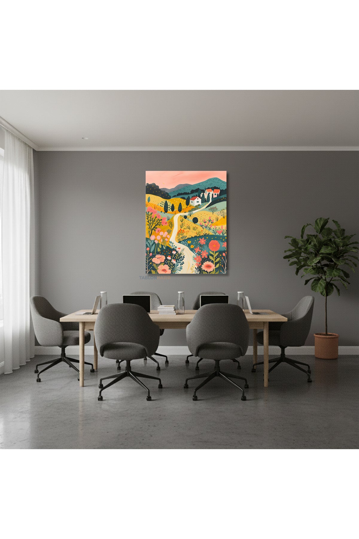 Dikey Kanvas Tablo Salon Duvar Tablosu Cocuk Odasi Manzara Yeni Ev Hediyesi Ofis Tablosu