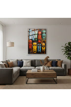 Dikey Cam Tablo Salon Duvar Tablosu Dikey Cam Afrika Maske Yeni Ev Hediyesi Ofis Tablosu