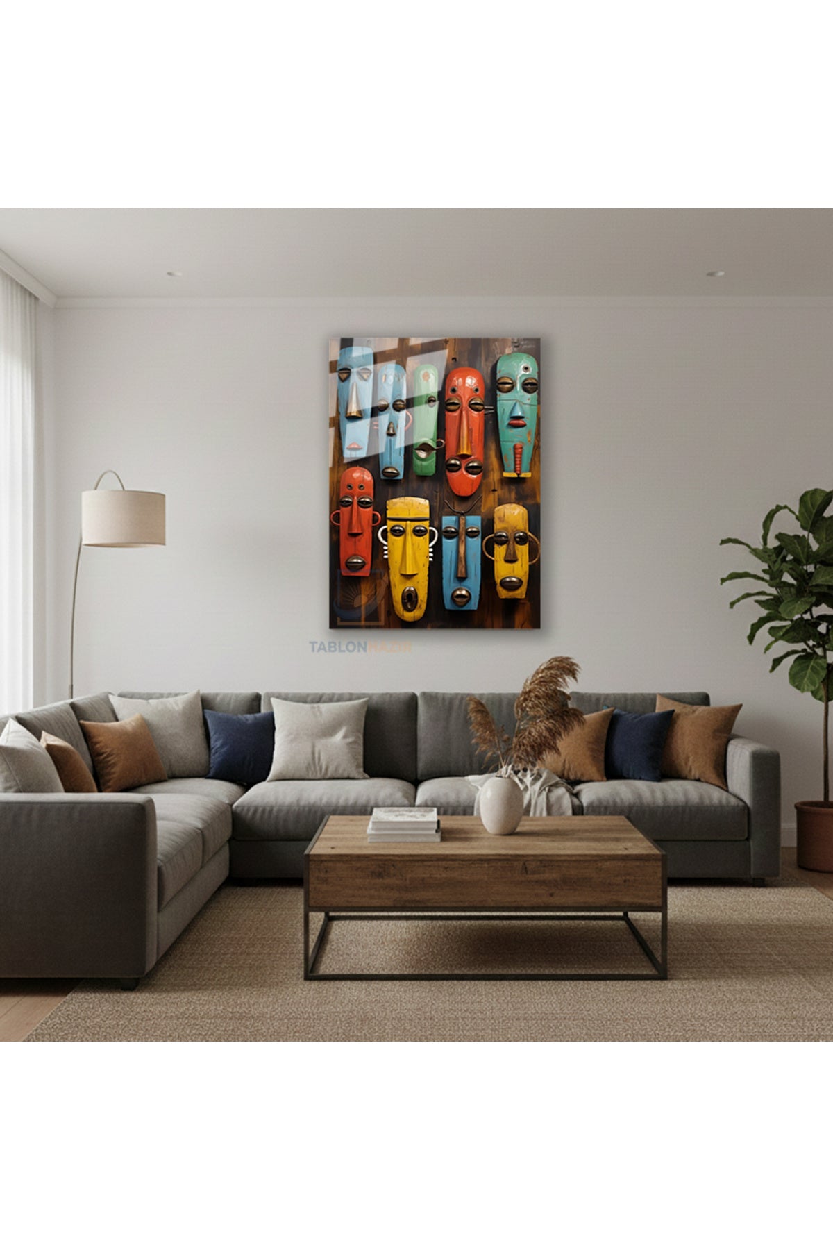 Dikey Cam Tablo Salon Duvar Tablosu Dikey Cam Afrika Maske Yeni Ev Hediyesi Ofis Tablosu