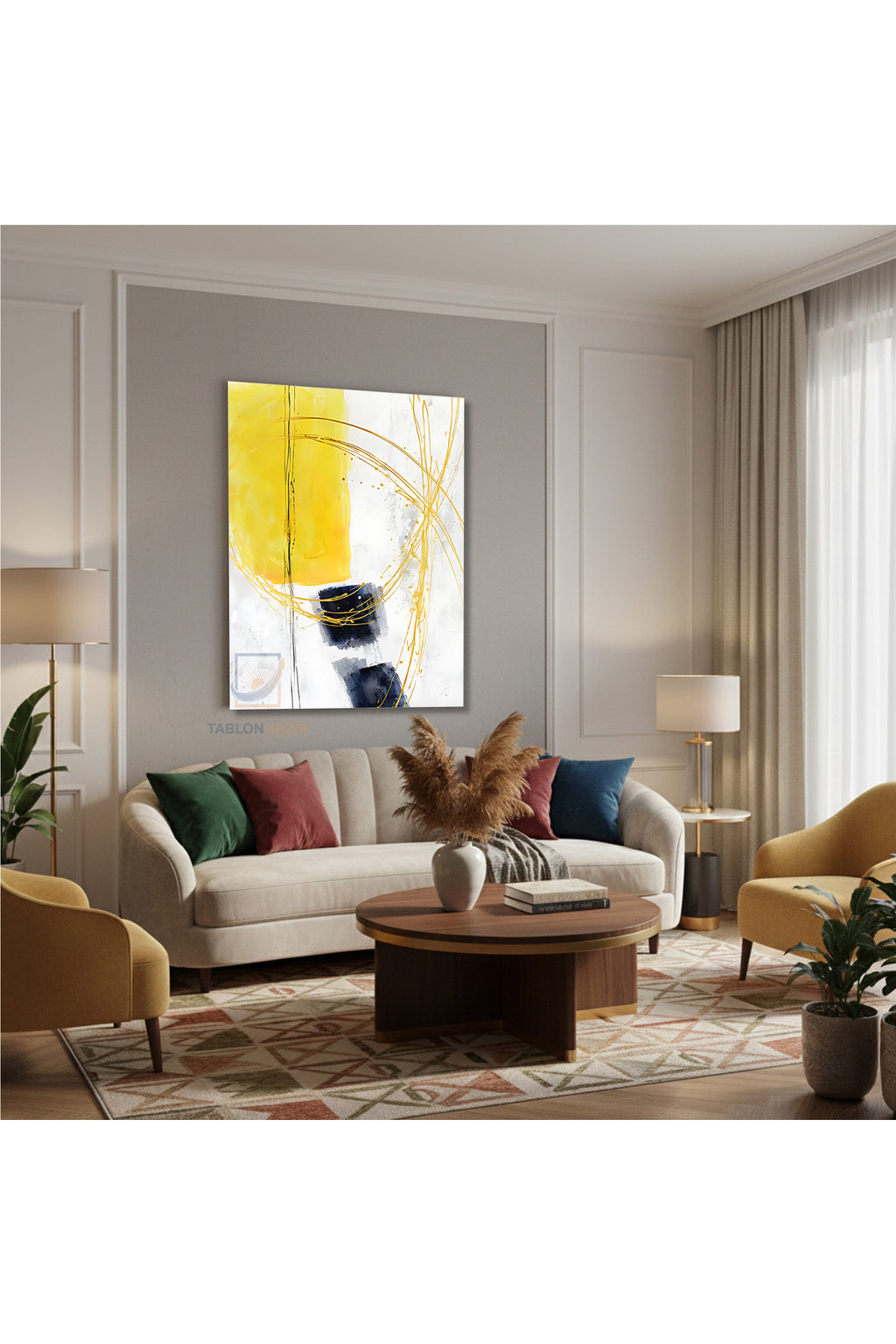 Dikey Kanvas Tablo Salon Duvar Tablosu Soyut 0005 Yeni Ev Hediyesi Ofis Tablosu