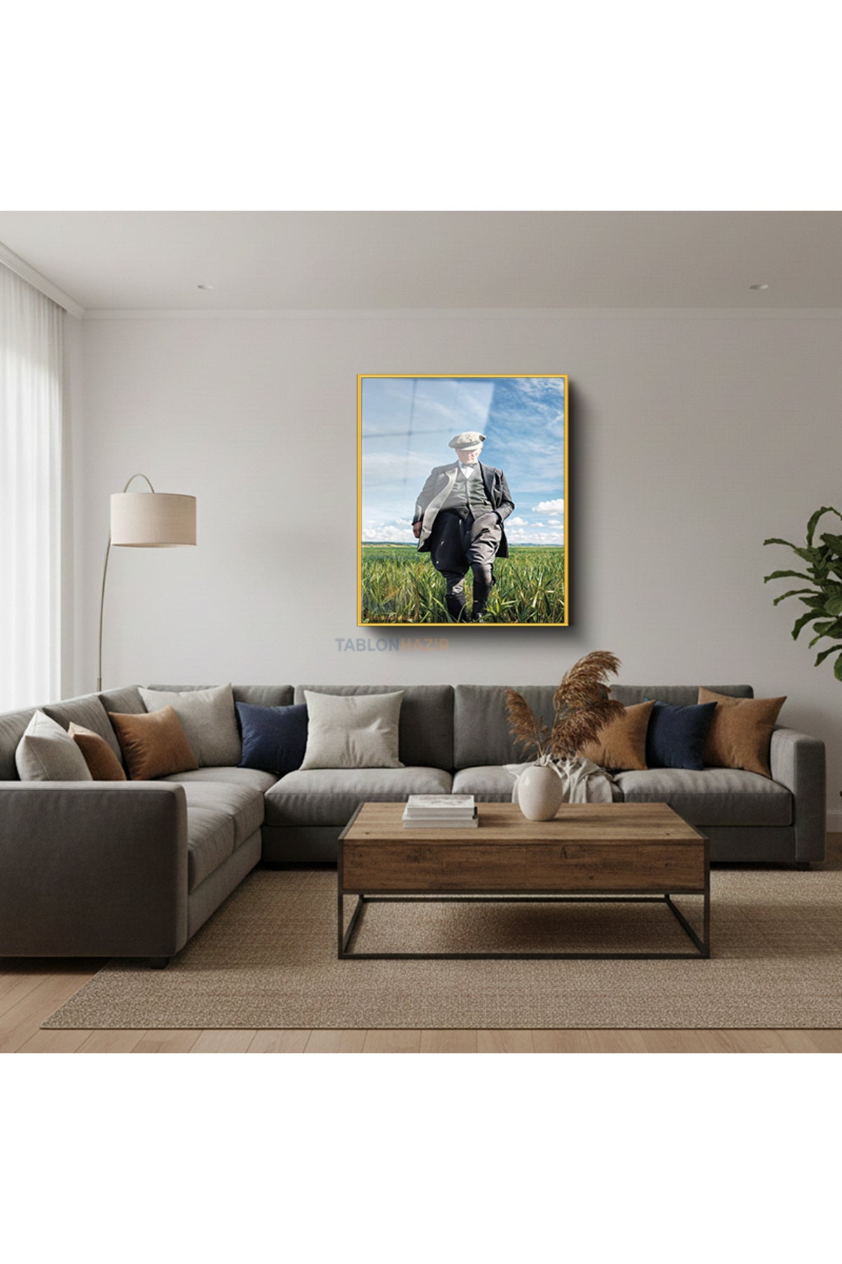 Dikey Çerçeveli Cam Cam Ata 043 Modern Ev Dekoru Duvar Sanatı Ev Ofis Tablosu